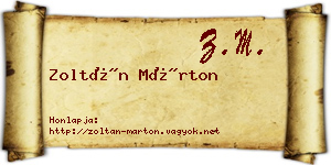 Zoltán Márton névjegykártya